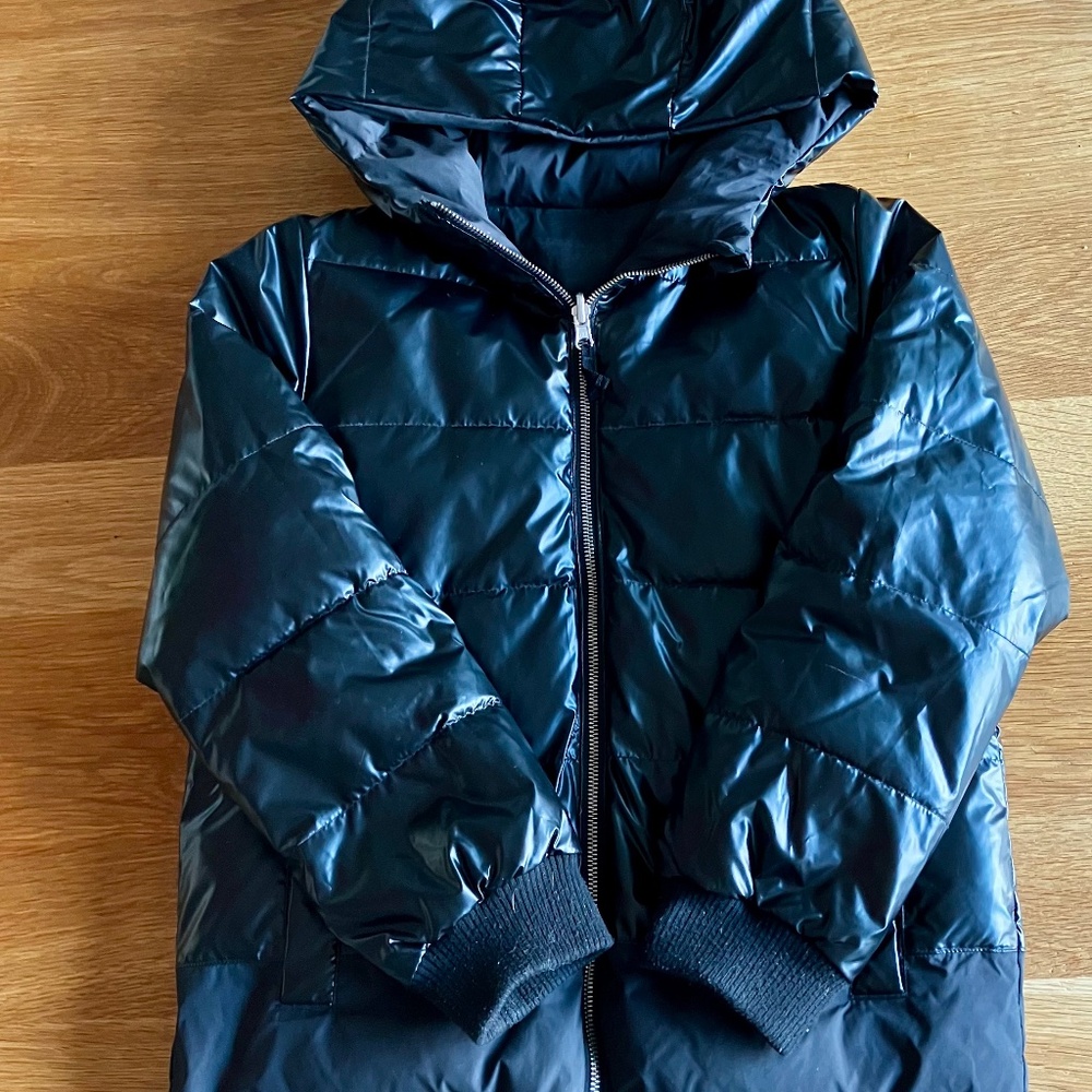 Girls reversible metallic puffer jacket